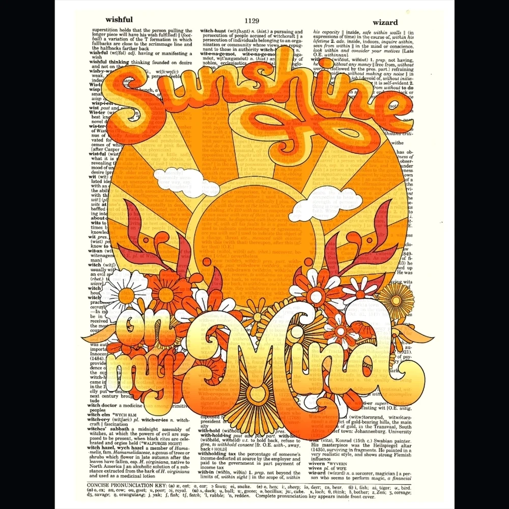 Sunshine On My Mind Vintage Retro Dictionary Art Print